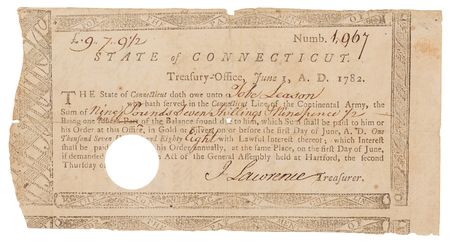 Lot #8044 John Lawrence War-Dated Signed Connecticut Pay Order, Issued to a Free Black Soldier and Veteran of Germantown, Monmouth, and Valley Forge (1782) - Image 2