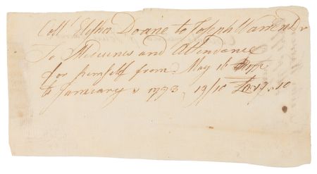 Lot #8007 Joseph Warren Autograph Document Signed - Medical Bill to Col. Elisha Doane for Medicines and Attendance, Endorsed by His Brother Dr. John Warren - Image 2