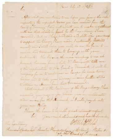 Lot #8047 John Paul Jones Autograph Letter Signed to Thomas Jefferson, Pressing for 