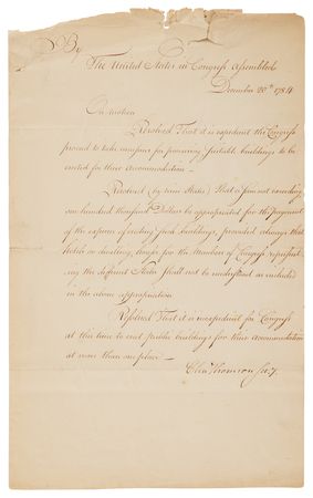 Lot #8053 Charles Thomson Document Signed as Secretary of the Continental Congress, Appropriating $100,000 for the Establishment of Permanent Capital Buildings - Image 2